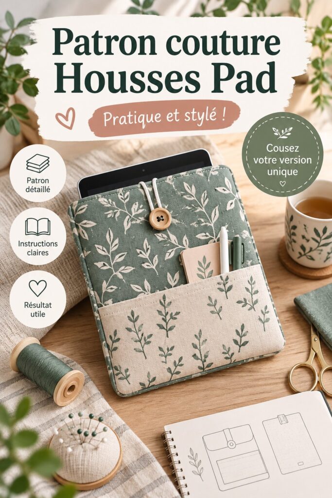 Patrons de couture pour housses de coussin colorées sur une table