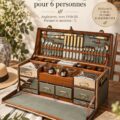 Pique-nique élégant avec des accessoires de rangement pratiques, idéal pour passer un moment convivial