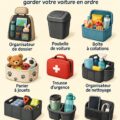 Intérieur d'une voiture familiale organisée avec des accessoires de rangement pratiques.