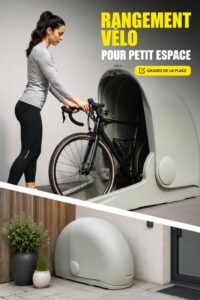 Un vélo élégamment rangé dans un petit appartement avec un support mural.