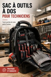 Un sac à outils féminin bien organisé sur un plan de travail