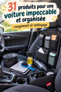 Accessoires de rangement pour voiture, mettant en avant un intérieur bien organisé.