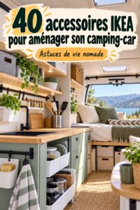 Aménagement d'un camping-car avec des accessoires IKEA, mettant en valeur la fonctionnalité et le style.