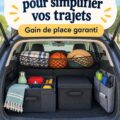 Coffre de voiture bien organisé avec des accessoires pratiques.