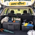 Coffre de voiture bien rangé avec des accessoires pratiques et des espaces de rangement