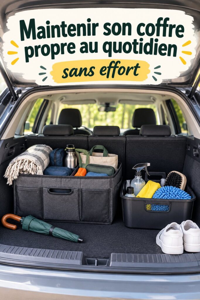 Coffre de voiture bien rangé avec des accessoires pratiques et des espaces de rangement