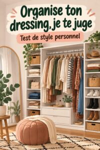 Dressing élégant avec des vêtements soigneusement organisés et des accessoires de rangement