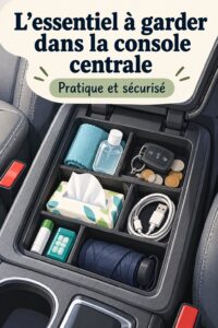 Console de voiture organisée avec des accessoires pratiques pour le rangement.