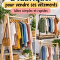 Porte-vêtements DIY en bois dans une vente de garage