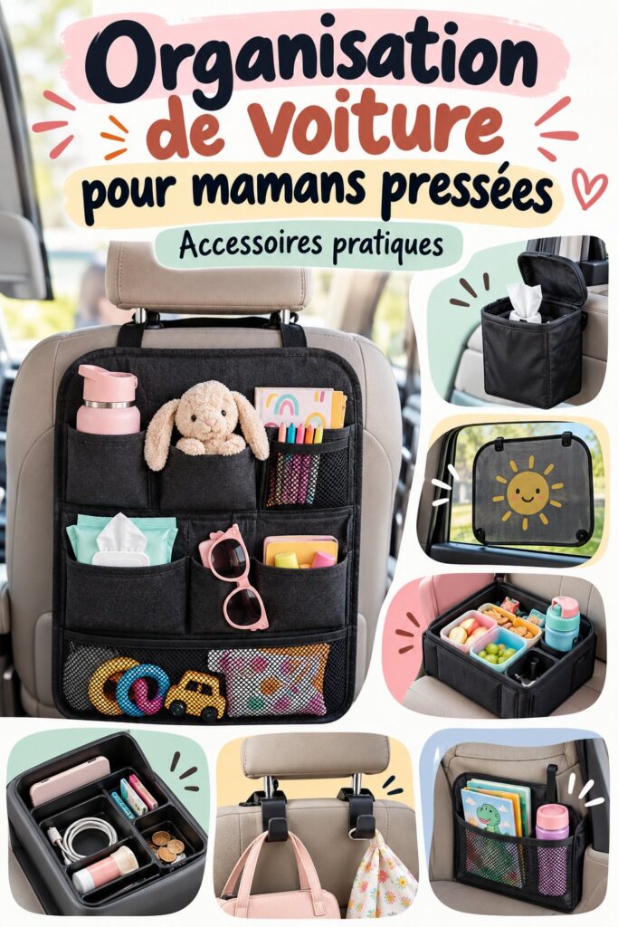 Accessoires pratiques pour l'organisation de voiture, essentiels pour les mamans