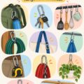 Mousquetons colorés utilisés pour organiser des accessoires dans une maison moderne.