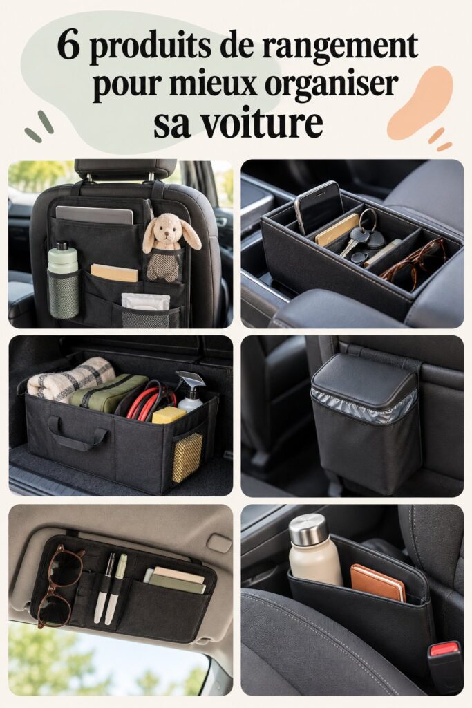 Aperçu d'une voiture bien organisée avec des accessoires de rangement