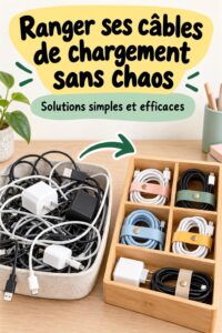 Solutions astucieuses pour ranger efficacement vos câbles de chargement sans désordre.