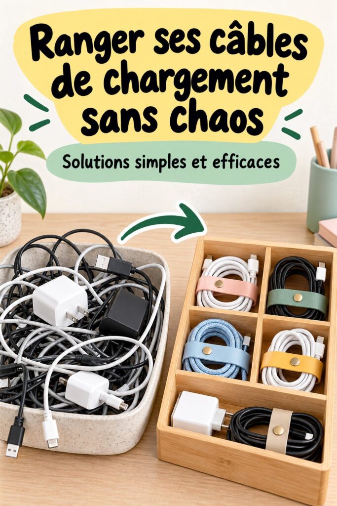 Solutions astucieuses pour ranger efficacement vos câbles de chargement sans désordre.