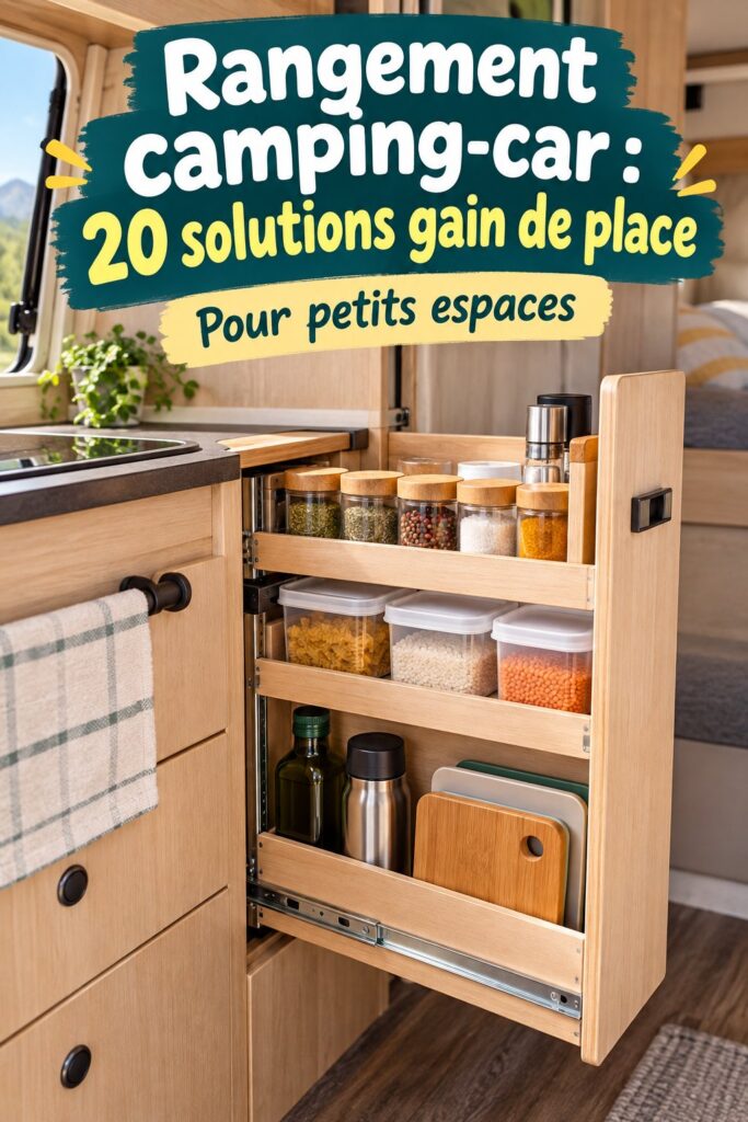 Aménagement intérieur d'un camping-car avec solutions de rangement efficaces