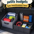 Coffre de voiture organisé avec des accessoires de rangement pratiques