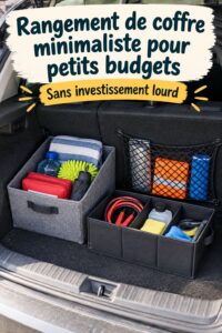 Coffre de voiture organisé avec des accessoires de rangement pratiques