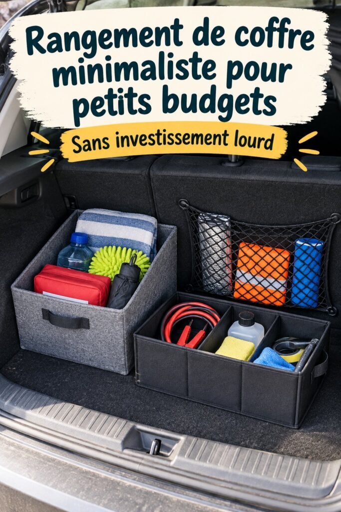 Coffre de voiture organisé avec des accessoires de rangement pratiques
