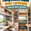 Intérieur d'une caravane bien organisée avec des solutions de rangement astucieuses.