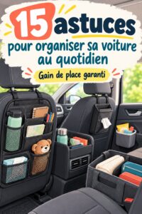 Une voiture bien rangée avec des accessoires de rangement pratiques pour mamans.