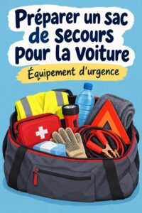 Sac de voiture d'urgence préparé avec essentiels pratiques pour les femmes