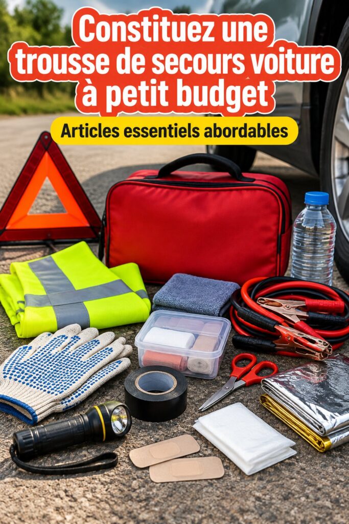 Trousse de secours pour voiture avec accessoires pratiques et utiles.